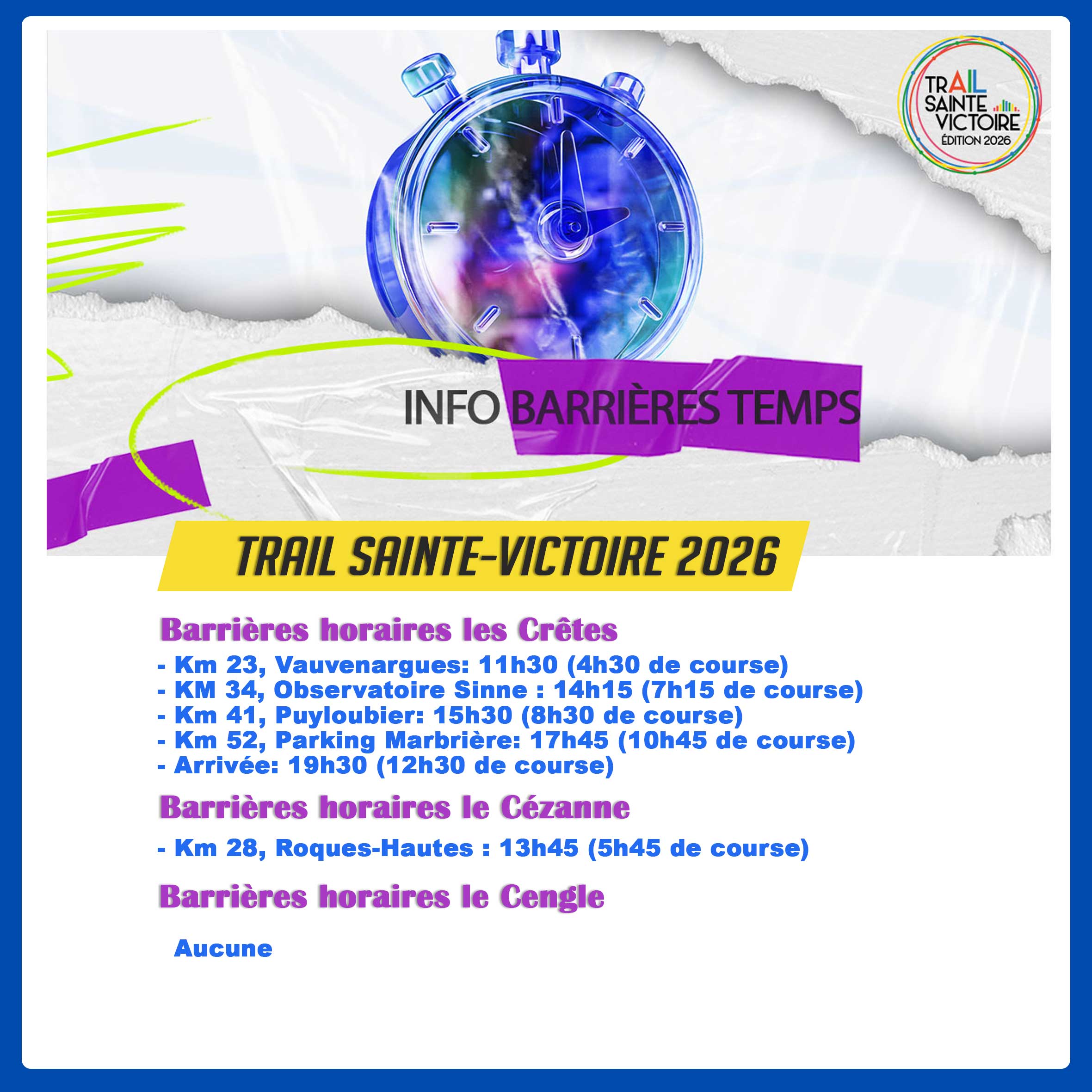 ⏱️ BARRIÈRES HORAIRES — MERCI DE RESPECTER LES RÈGLES